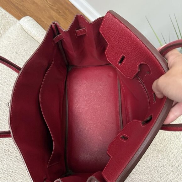 Authentic Birkin HAC 32 Haut à Courroies Fjord leather framboise satchel - Picture 11 of 13